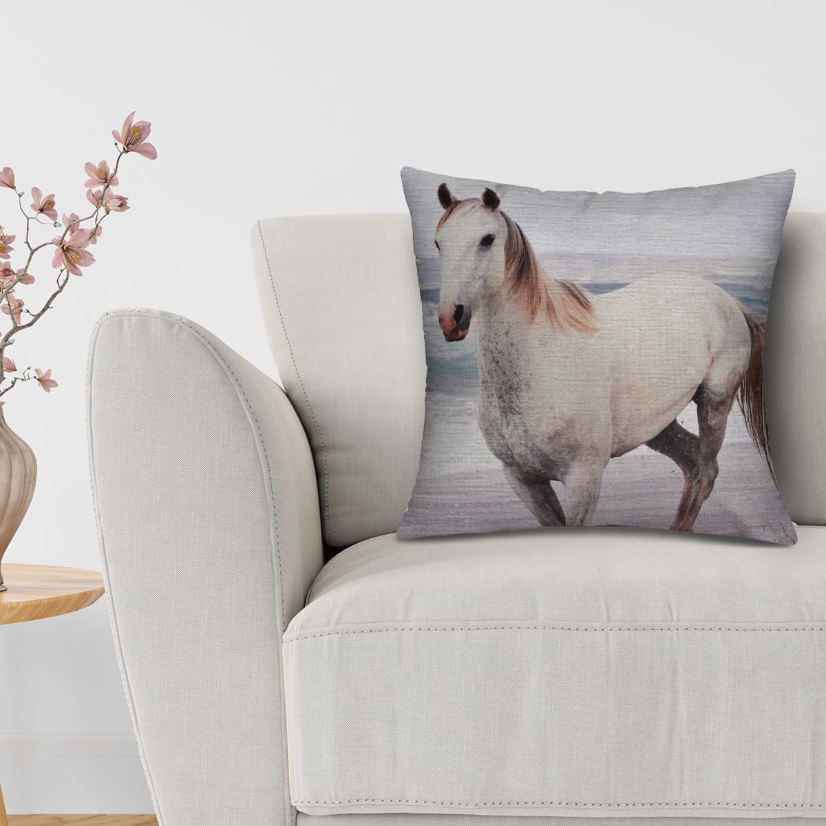 Horse Printed Design Throw Pillow Covers - Decozen