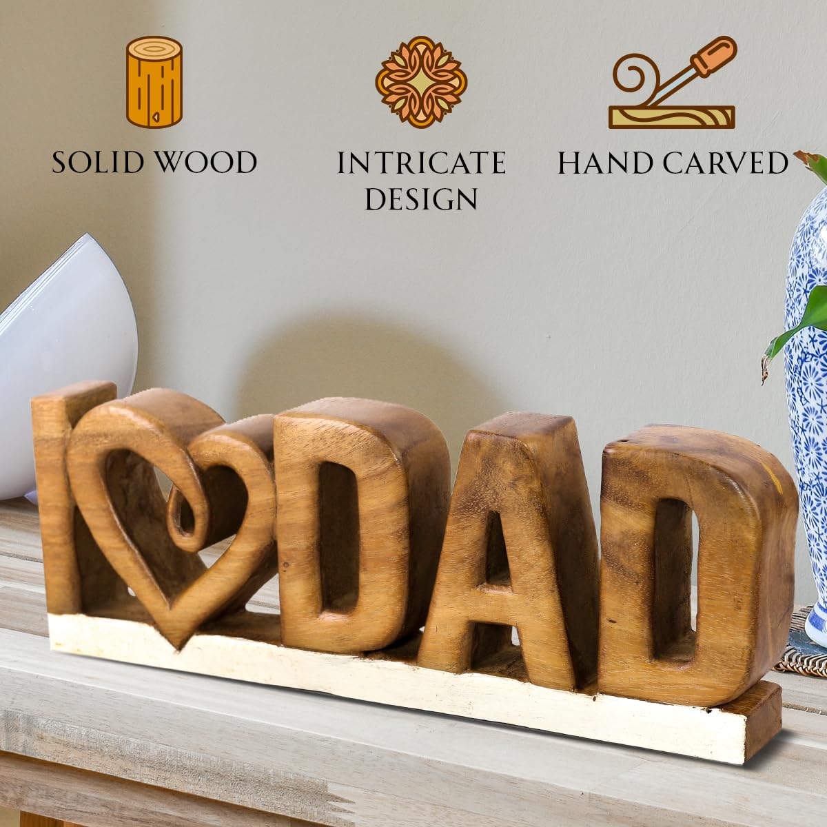 I Love Dad Handmade Wooden Sculpture - Decozen