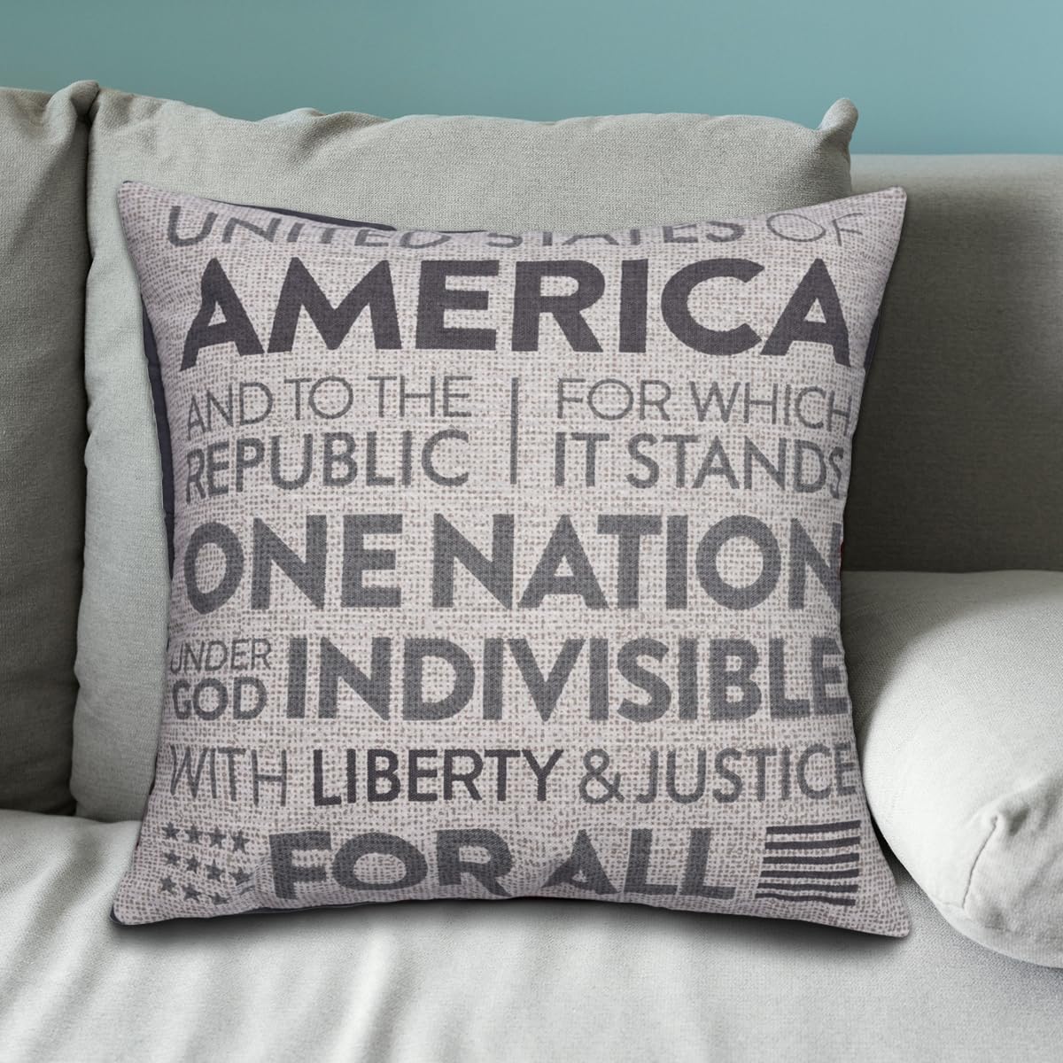 Patriotic Design Printed Throw Pillow Cover - 18 x 18 Inches - Decozen