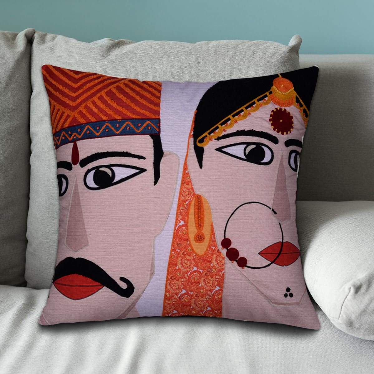 Man and Woman Printed Design Throw Pillow Covers - Decozen
