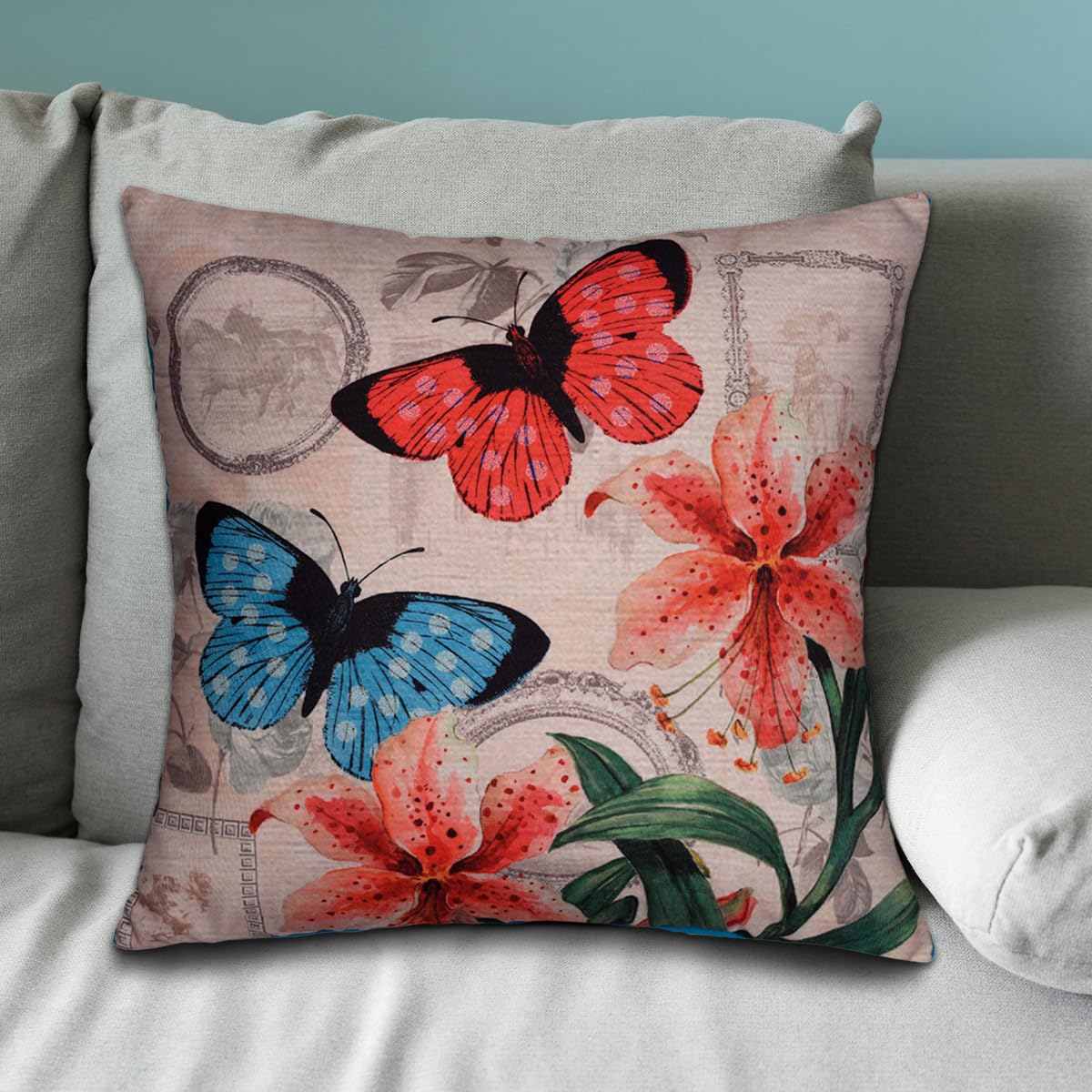 Butterflies Printed Design Throw Pillow Covers - Decozen
