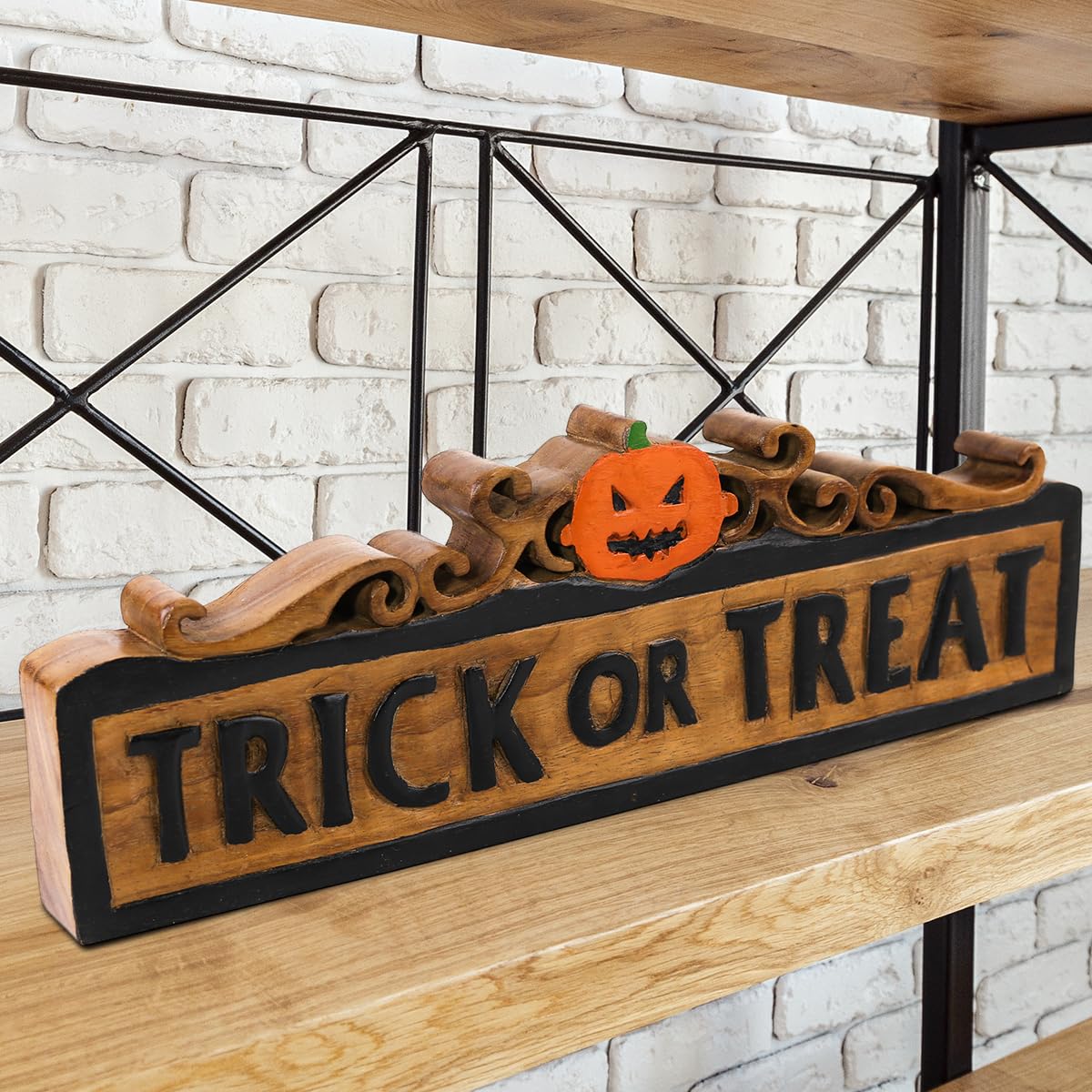 Trick or Treat Handmade Wooden Sculpture