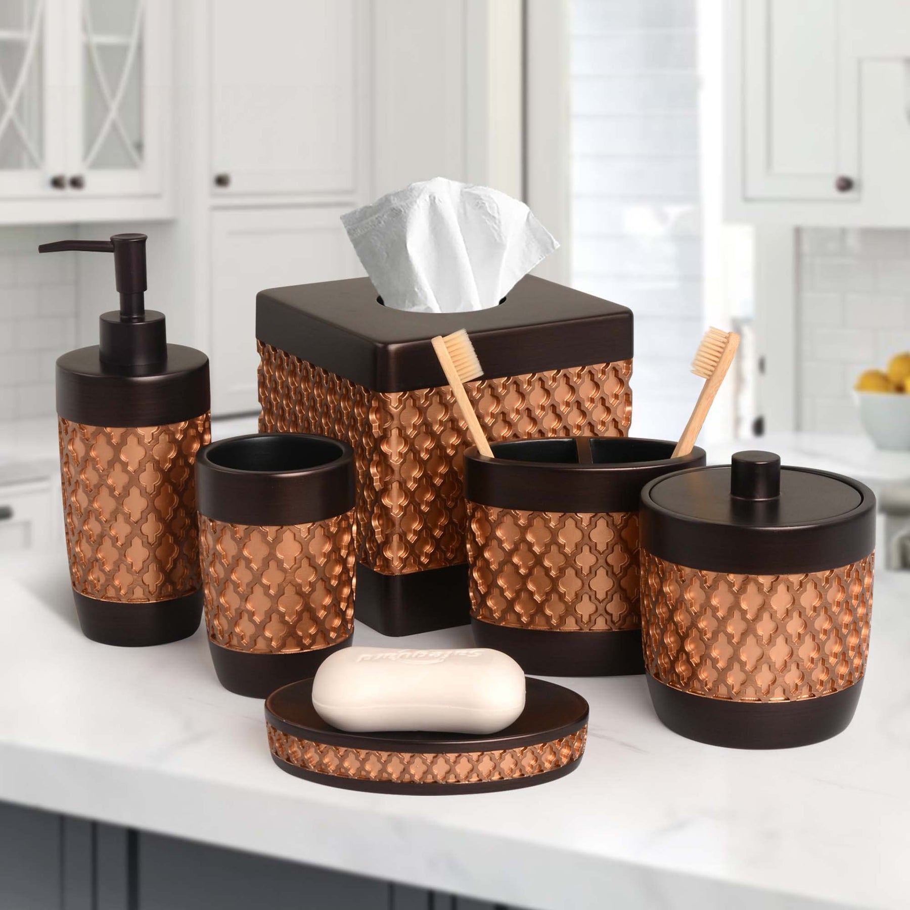  Decozen Black Gold Bathroom Accessories Set - 6 Piece