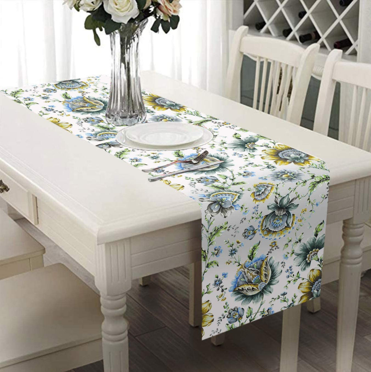 Printed Table Runner - Jaco Blue - Decozen