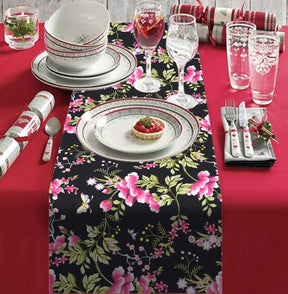 Printed Table Runner - Saku Black - Decozen