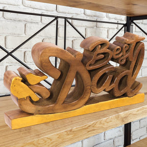 Best Dad Handmade Wooden Sculpture - Decozen