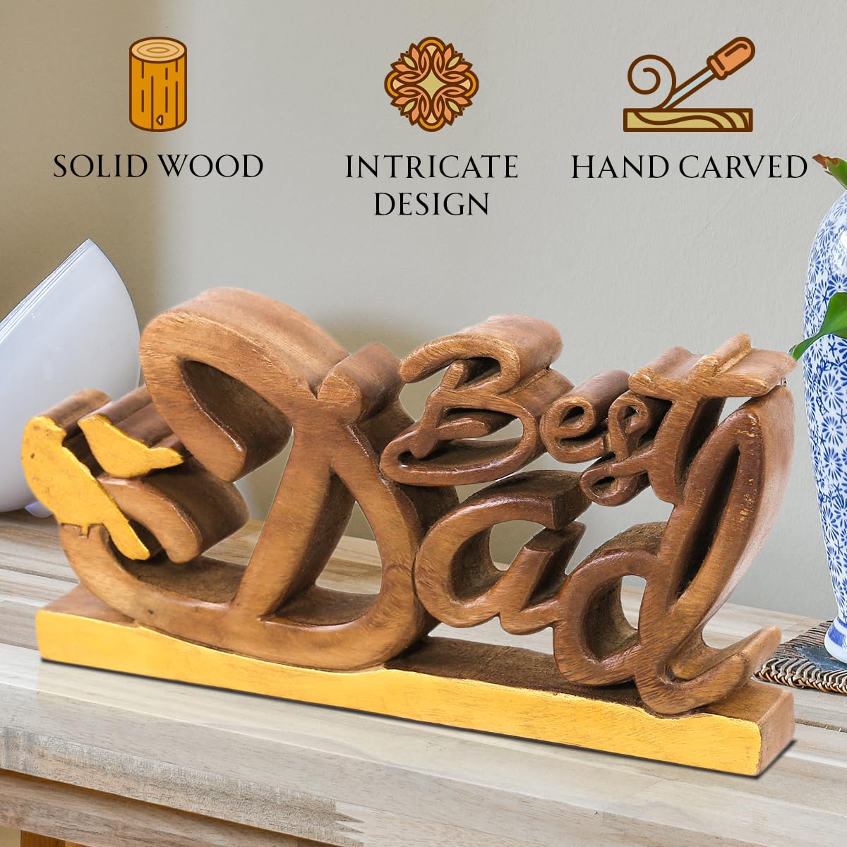 Best Dad Handmade Wooden Sculpture - Decozen