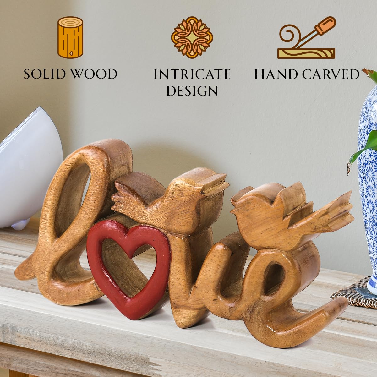 Love Handmade Wooden Sculpture - Decozen