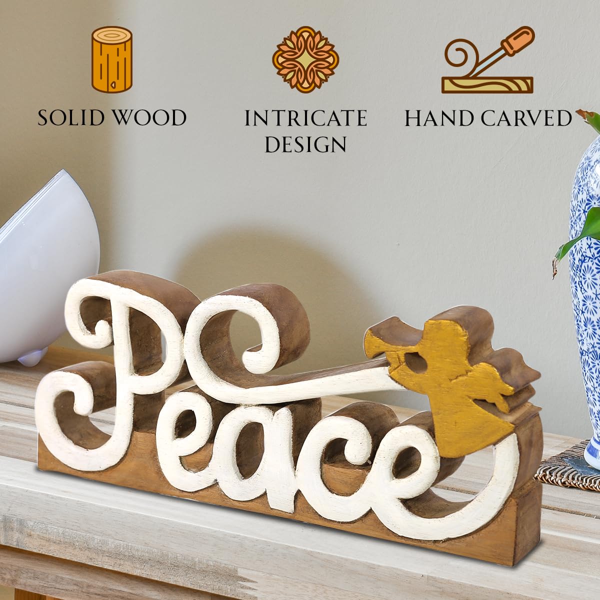 Peace Handmade Wooden Sculpture - Decozen