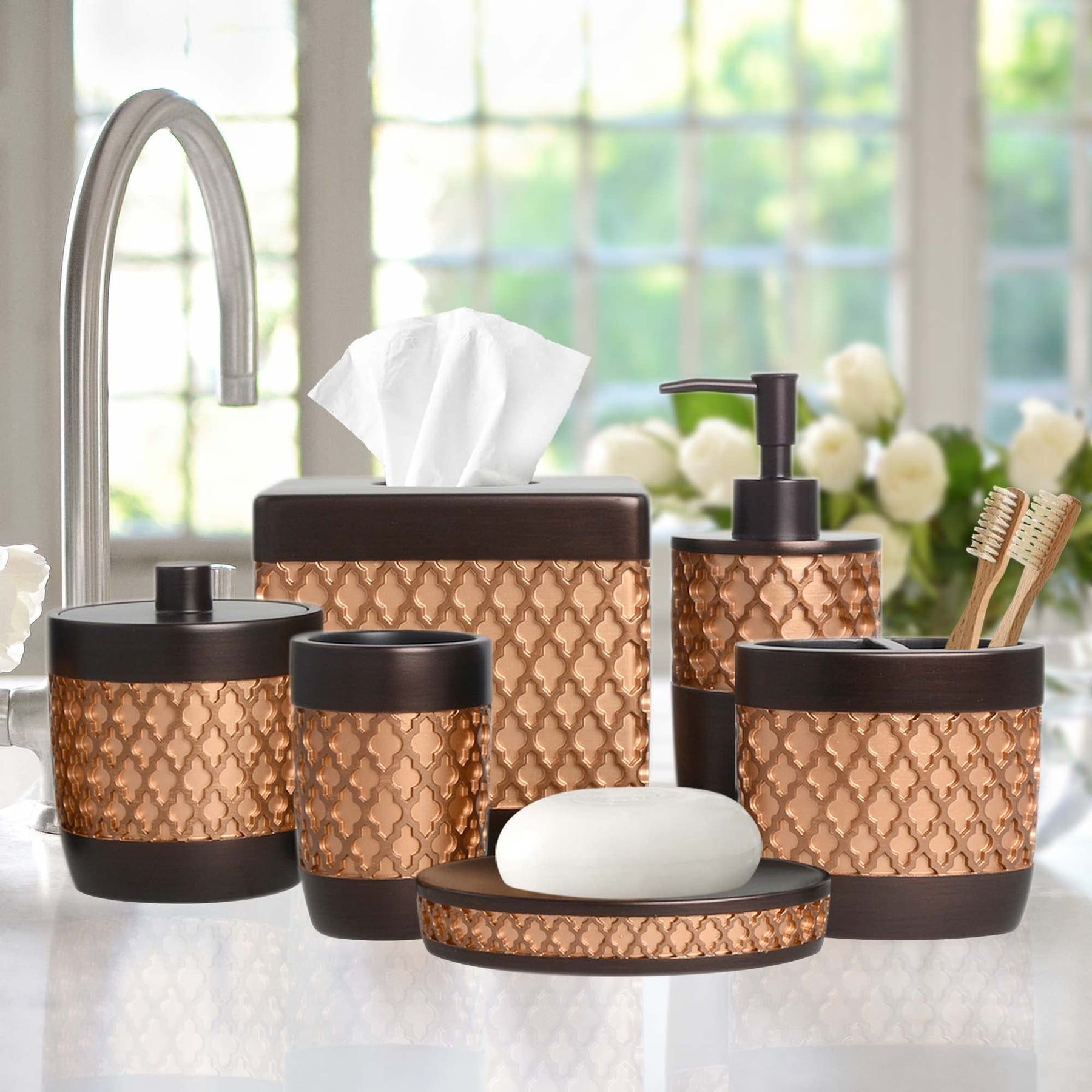  Decozen Black Gold Bathroom Accessories Set - 6 Piece