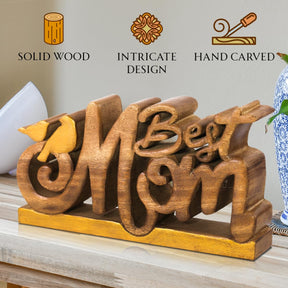 Best Mom Handmade Wooden Sculpture - Decozen