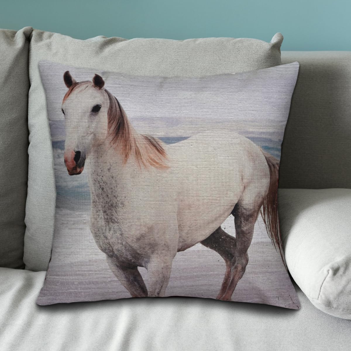 Horse Printed Design Throw Pillow Covers - Decozen