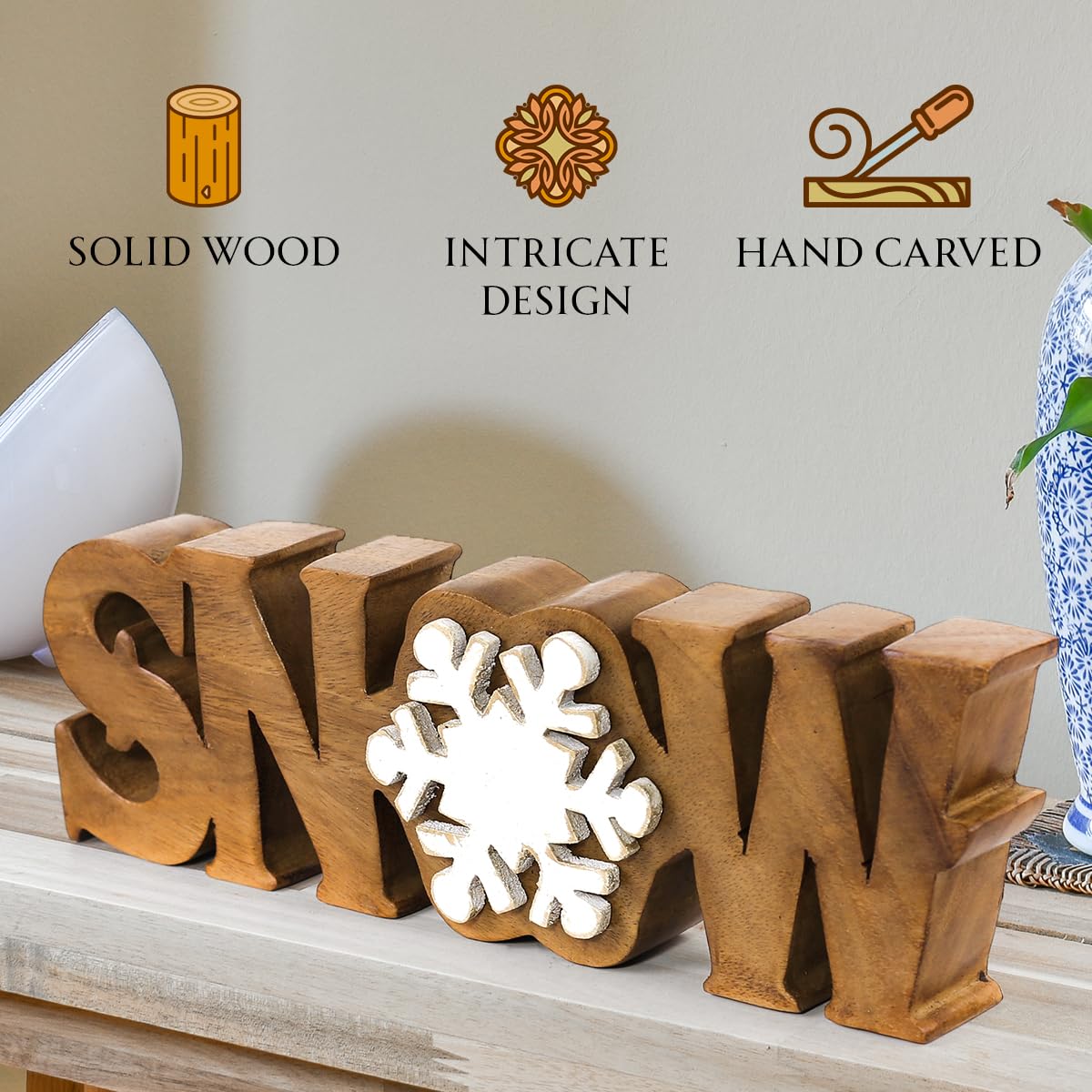 Snow Handmade Wooden Sculpture - Decozen