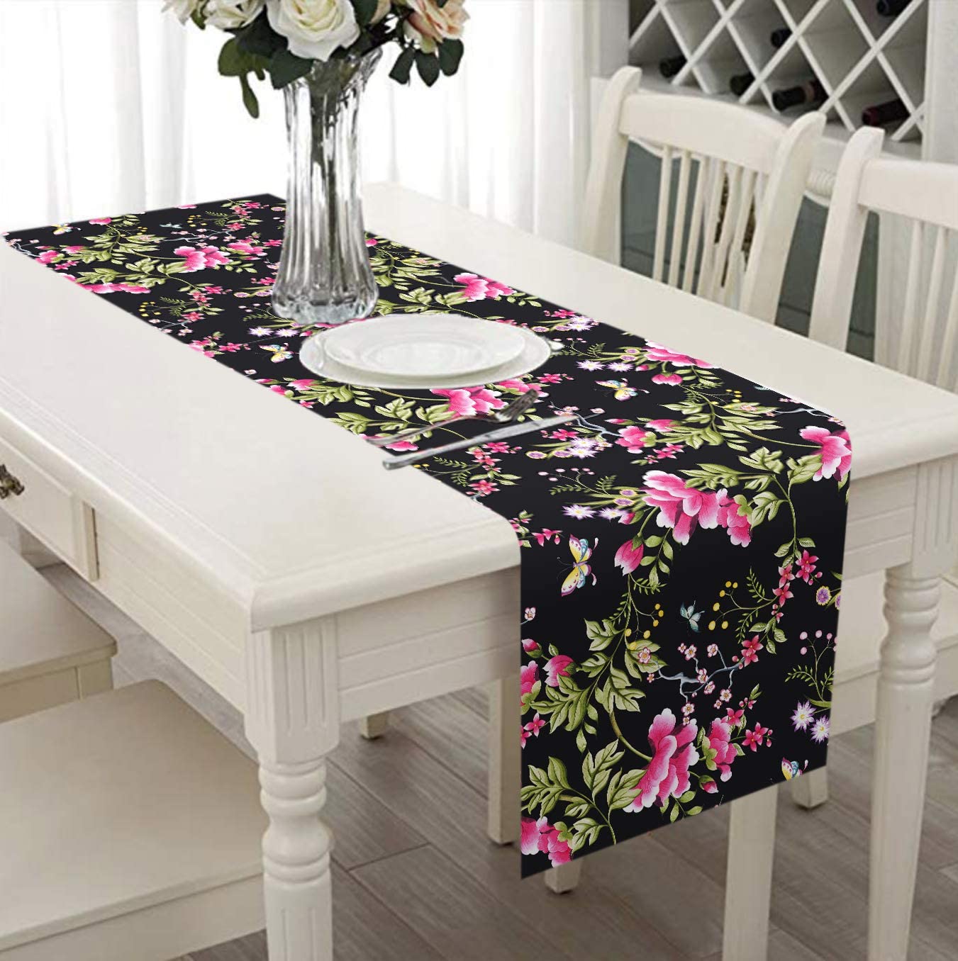 Printed Table Runner - Saku Black - Decozen