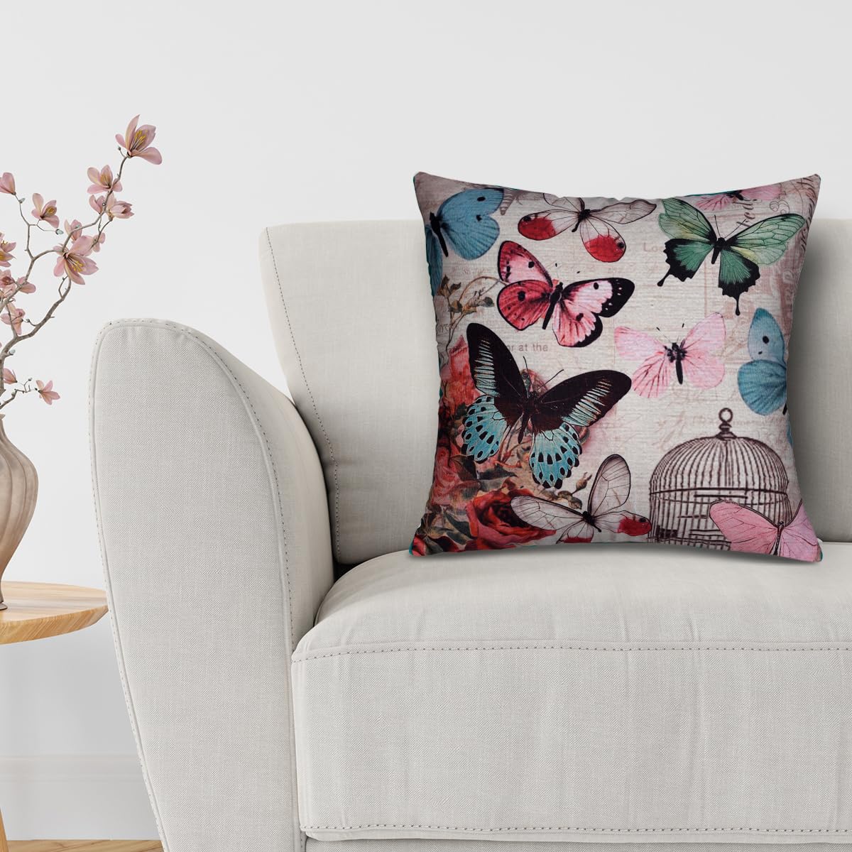 Butterfly Printed Design Throw Pillow Covers - Decozen