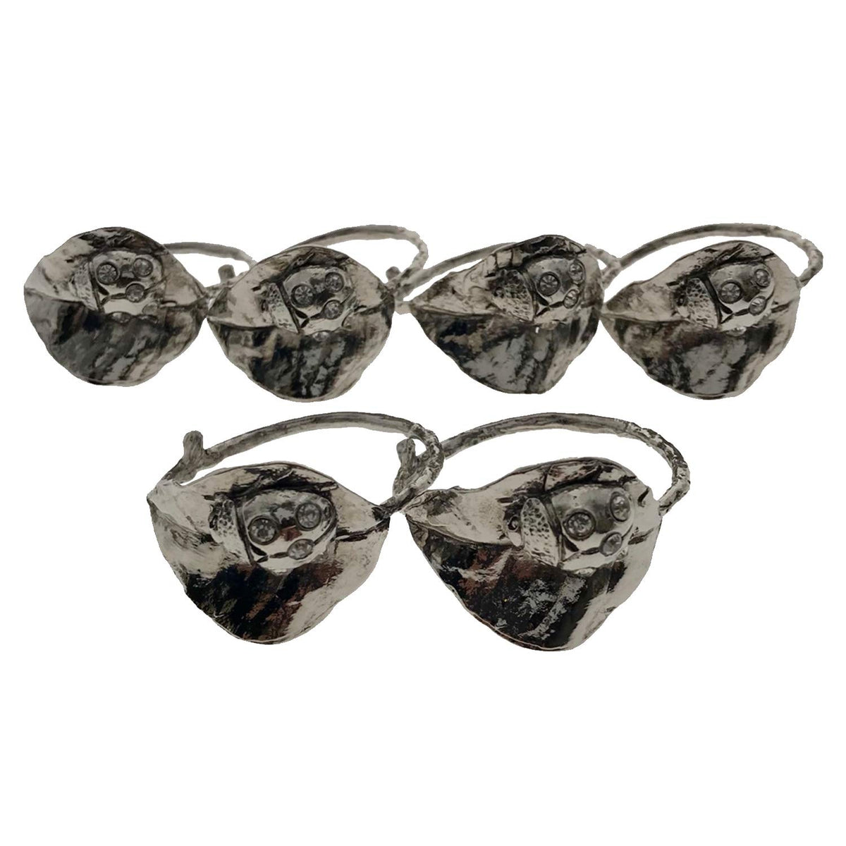 Napkin Rings in Silver Nickel Finish Ladybug Design - Set of 6 - Decozen