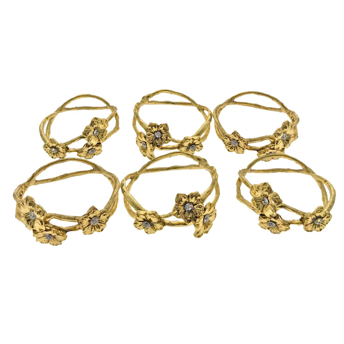 Napkin Rings in Gold Flower Design - Set of 6 - Decozen