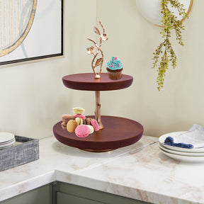 2 Tier Wood Cake Stand - Decozen