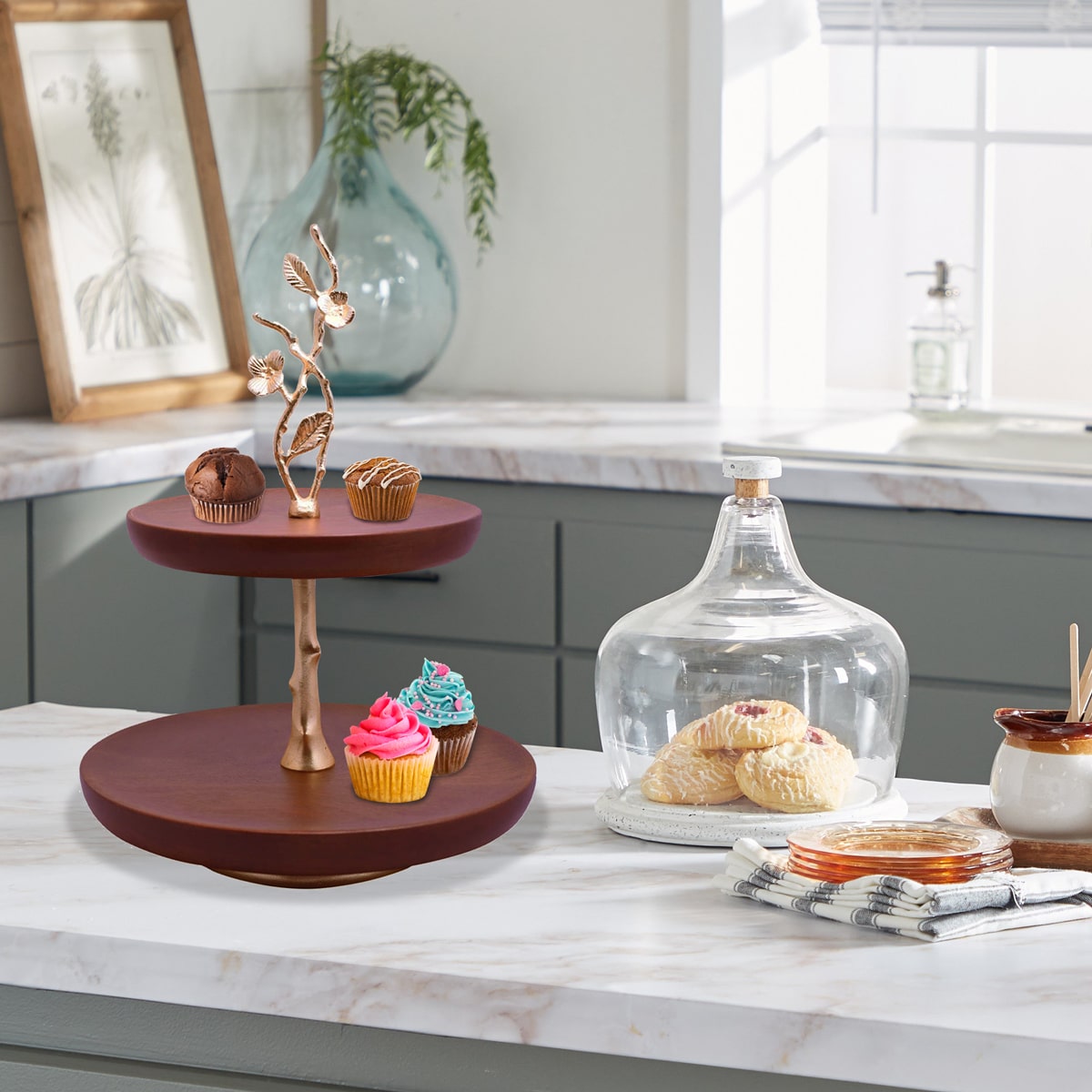 2 Tier Wood Cake Stand - Decozen