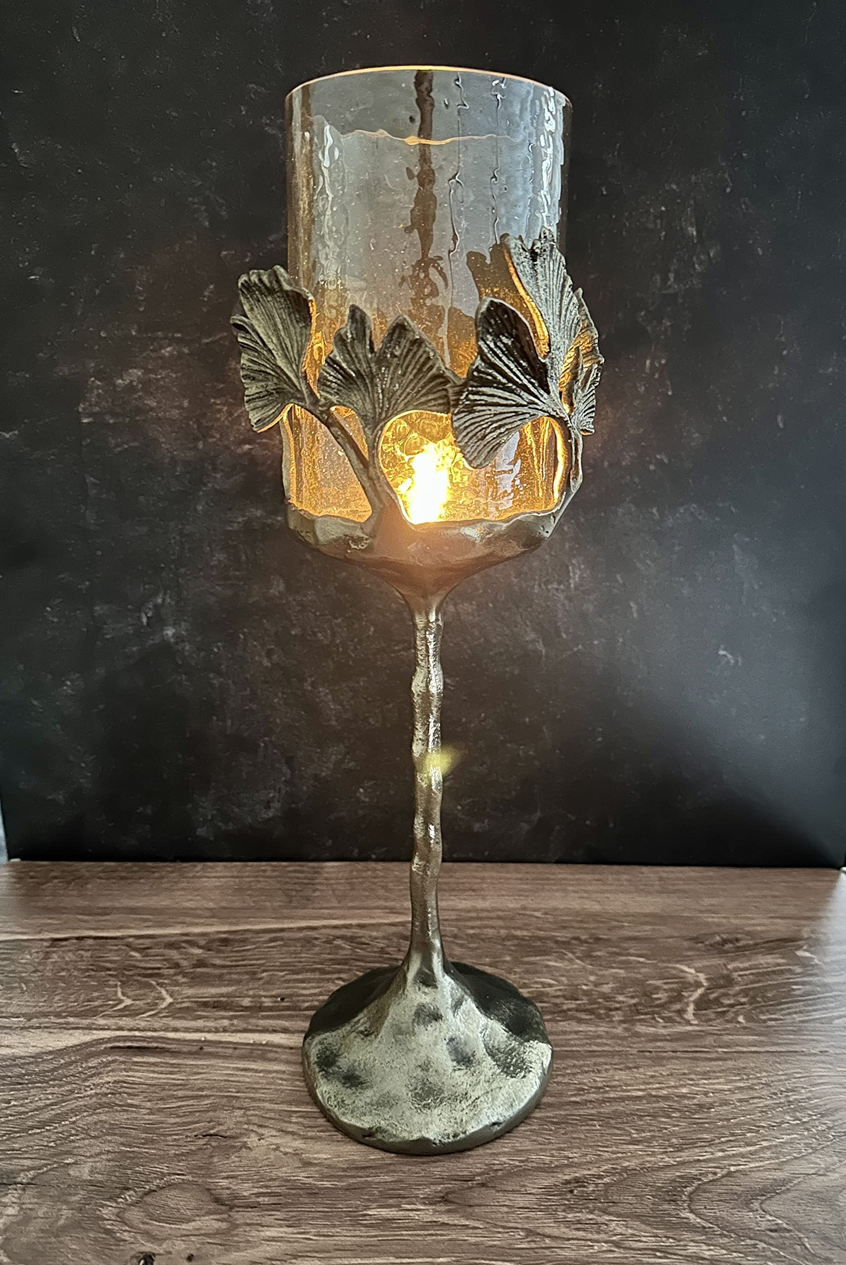 Gold Finished Candle Holder with Glass - Decozen