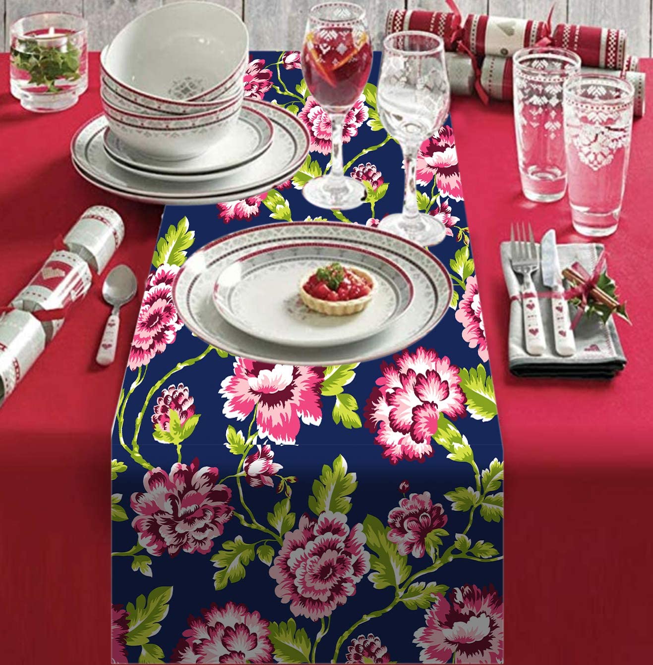 Printed Table Runner - Blue - Decozen