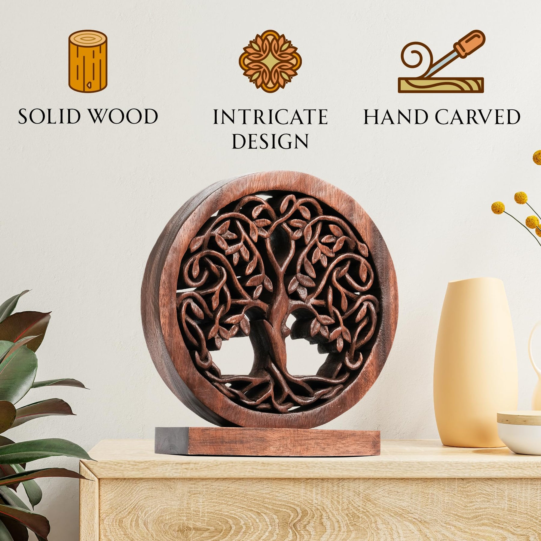 Travilah Tree of Life Wooden Sculpture - Medium