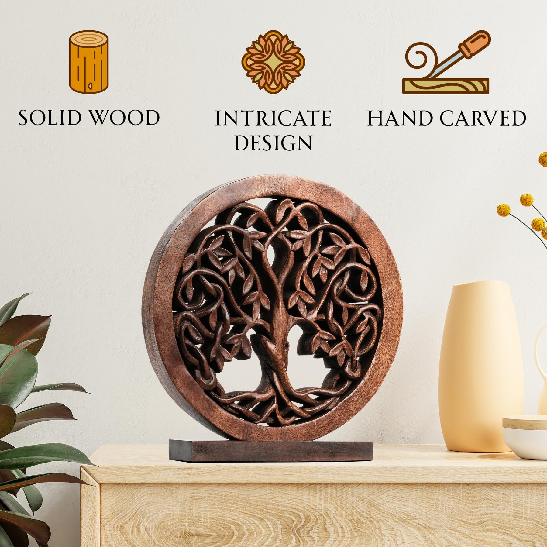 Travilah Tree of Life Wooden Sculpture - Large - Decozen