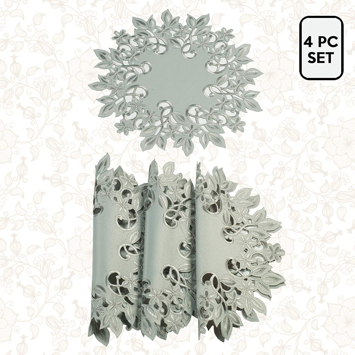 Gray Table Runner - Alvina Collection - Decozen