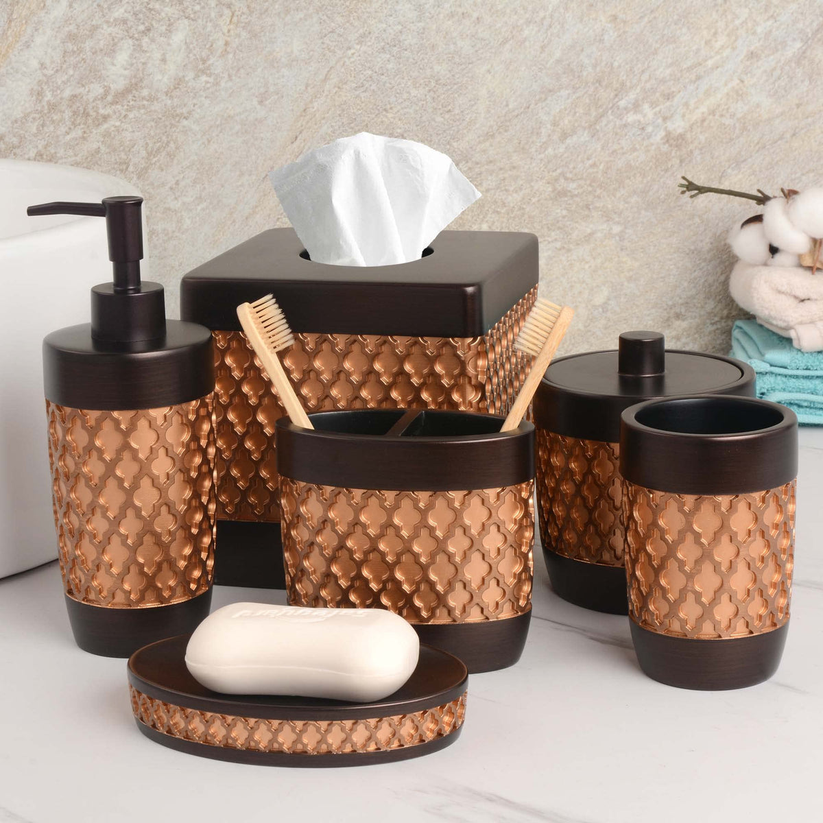  Decozen Black Gold Bathroom Accessories Set - 6 Piece