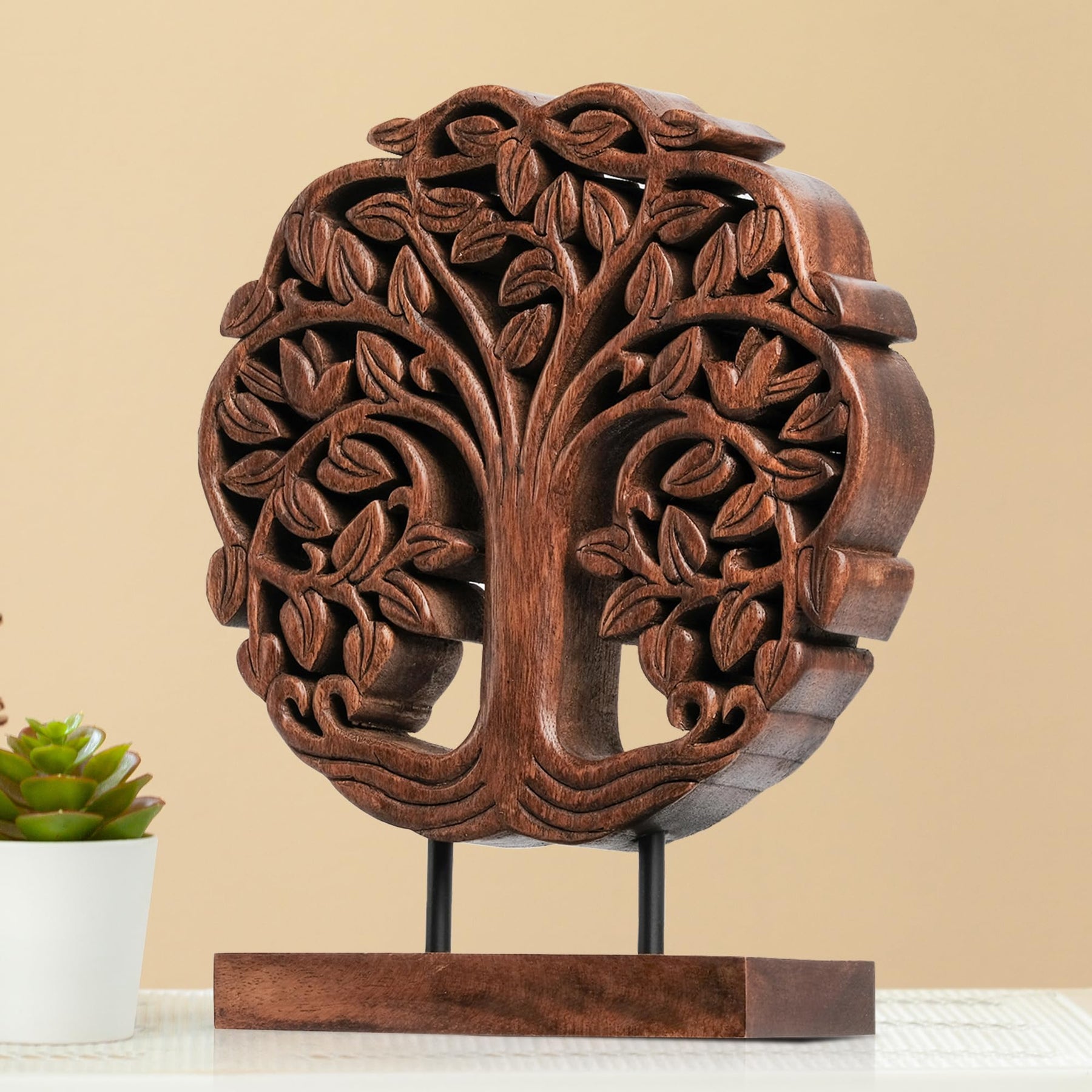 Trezevant Tree of Life Wooden Sculpture - Medium - Decozen