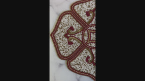 Gold Red White Beaded Placemats