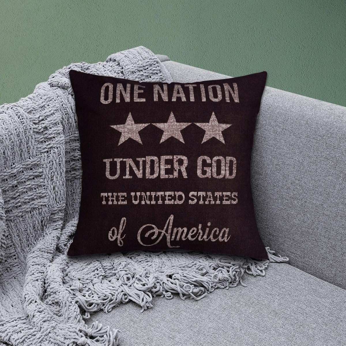 Patriotic Design Printed Throw Pillow Cover - 18 x 18 Inches - Decozen