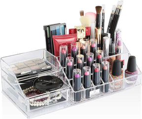 Clear Makeup Organizers - 19 Slots and 1 Drawer - Decozen