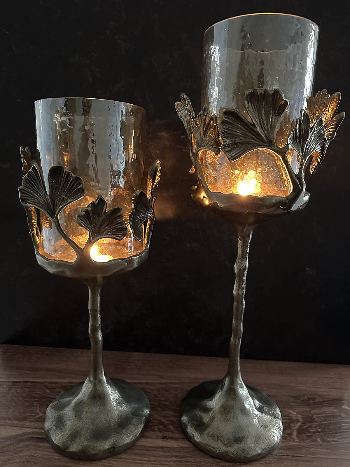 Gold Finished Candle Holder with Glass - Decozen