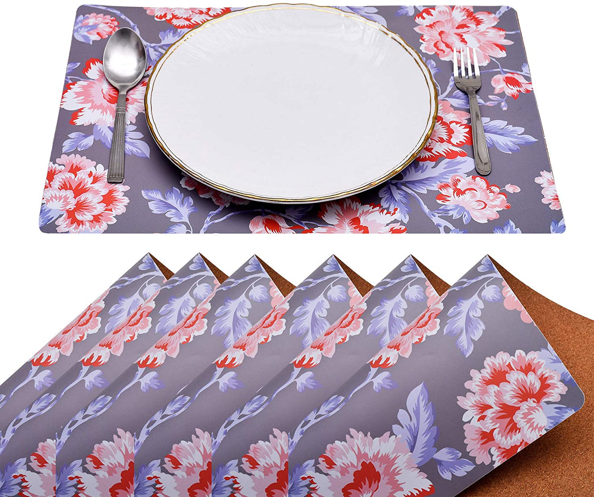 Floral Design Cork Backed Placemats - Decozen