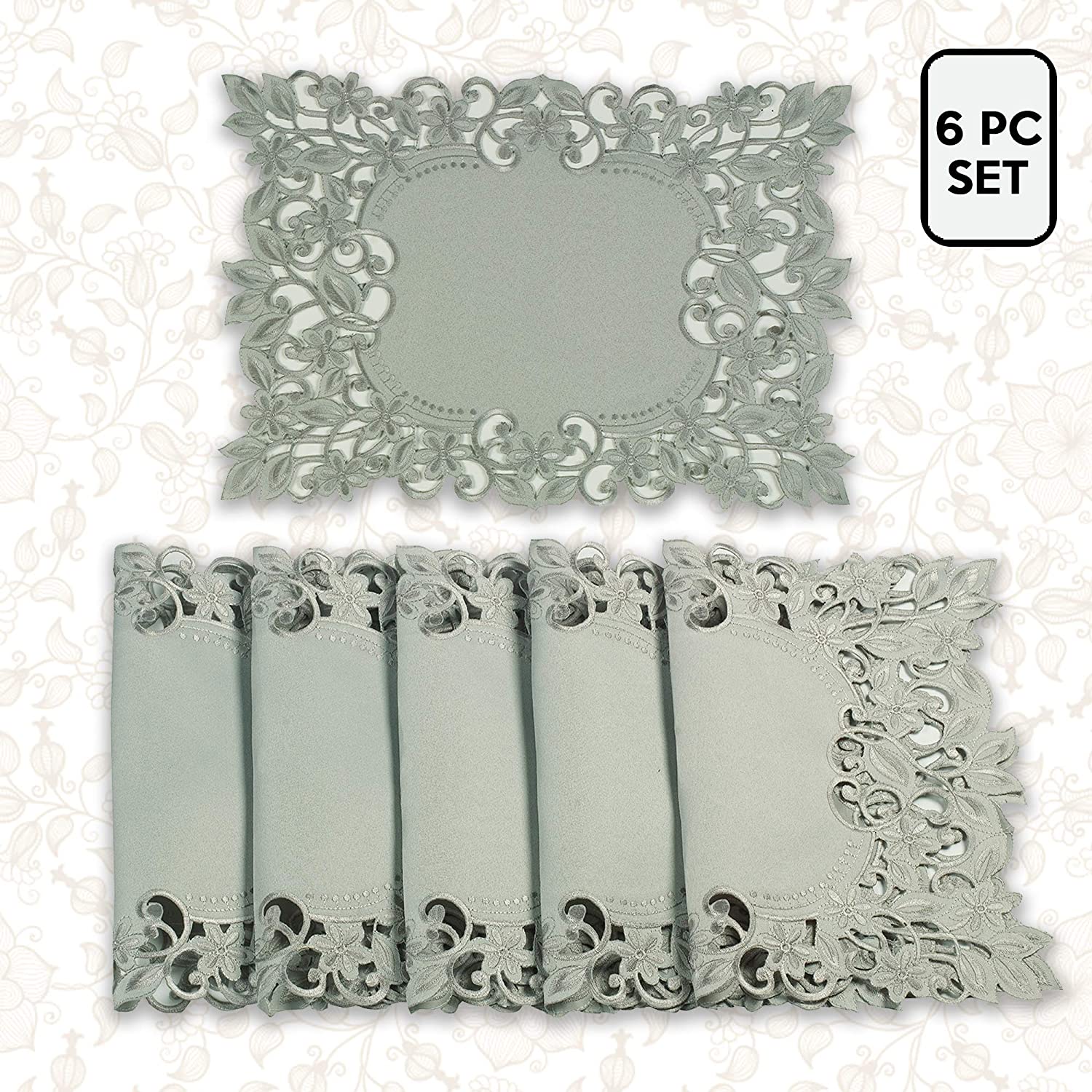 Gray Table Doilies - Alvina Collection - Decozen