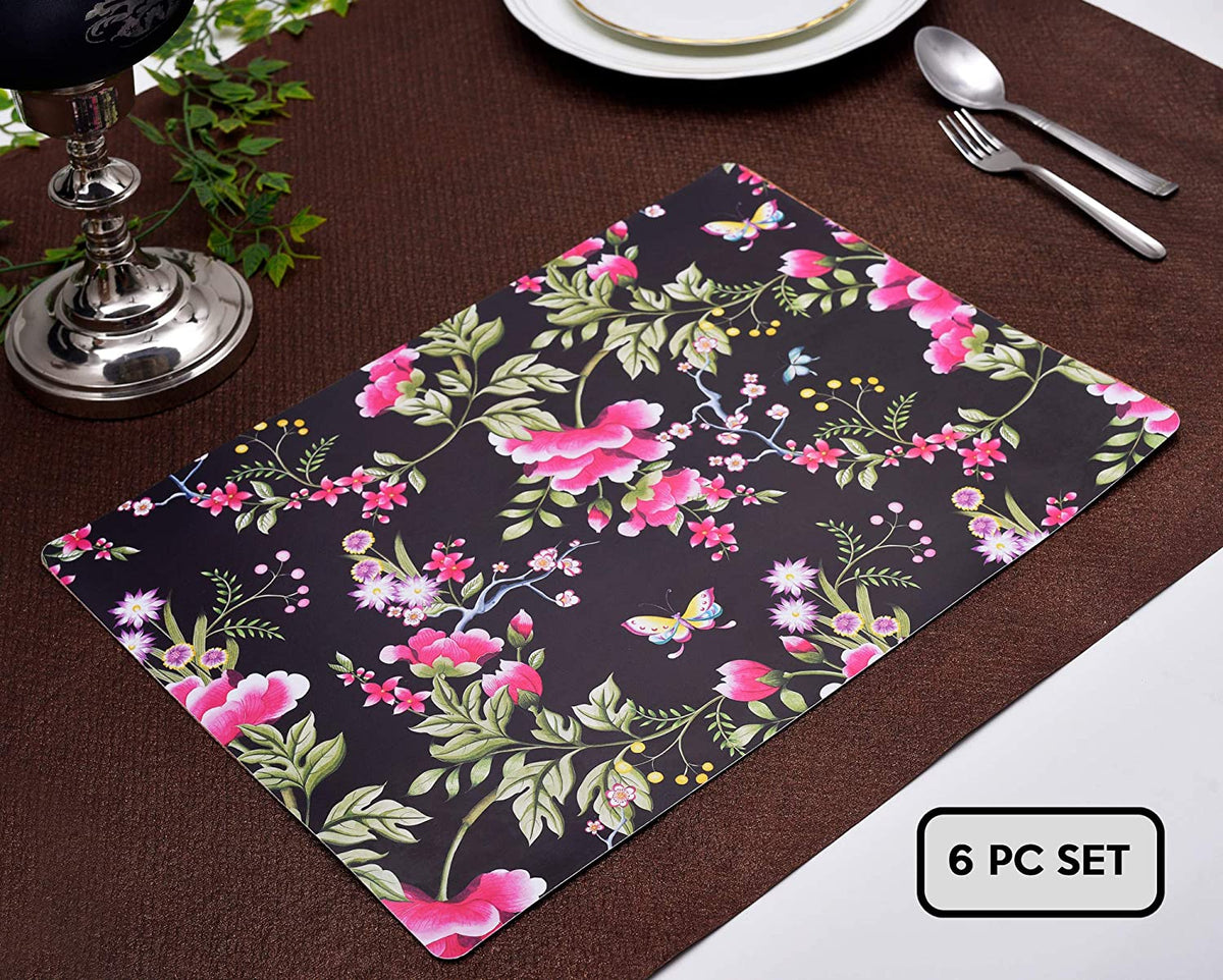 Floral Design Cork Backed Placemats - Decozen