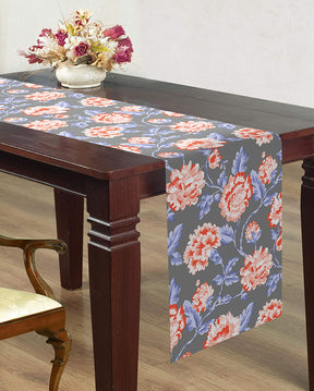 Printed Table Runner - Gray and Red - Decozen