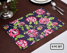 Floral Design Cork Backed Placemats - Set of 6 - Decozen