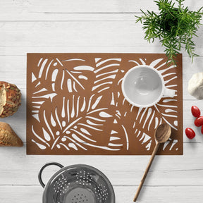 Leaf Cut Out Leather Placemats - Set of 6 - Decozen