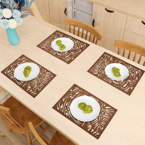 Leaf Cut Out Leather Placemats - Set of 6 - Decozen