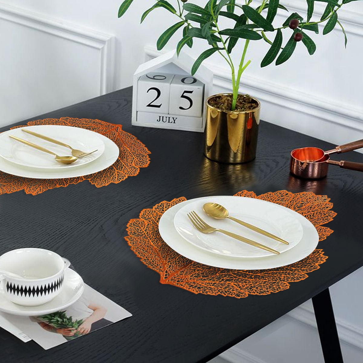 Leaf Cut Out Leather Placemats - Set of 6 - Decozen