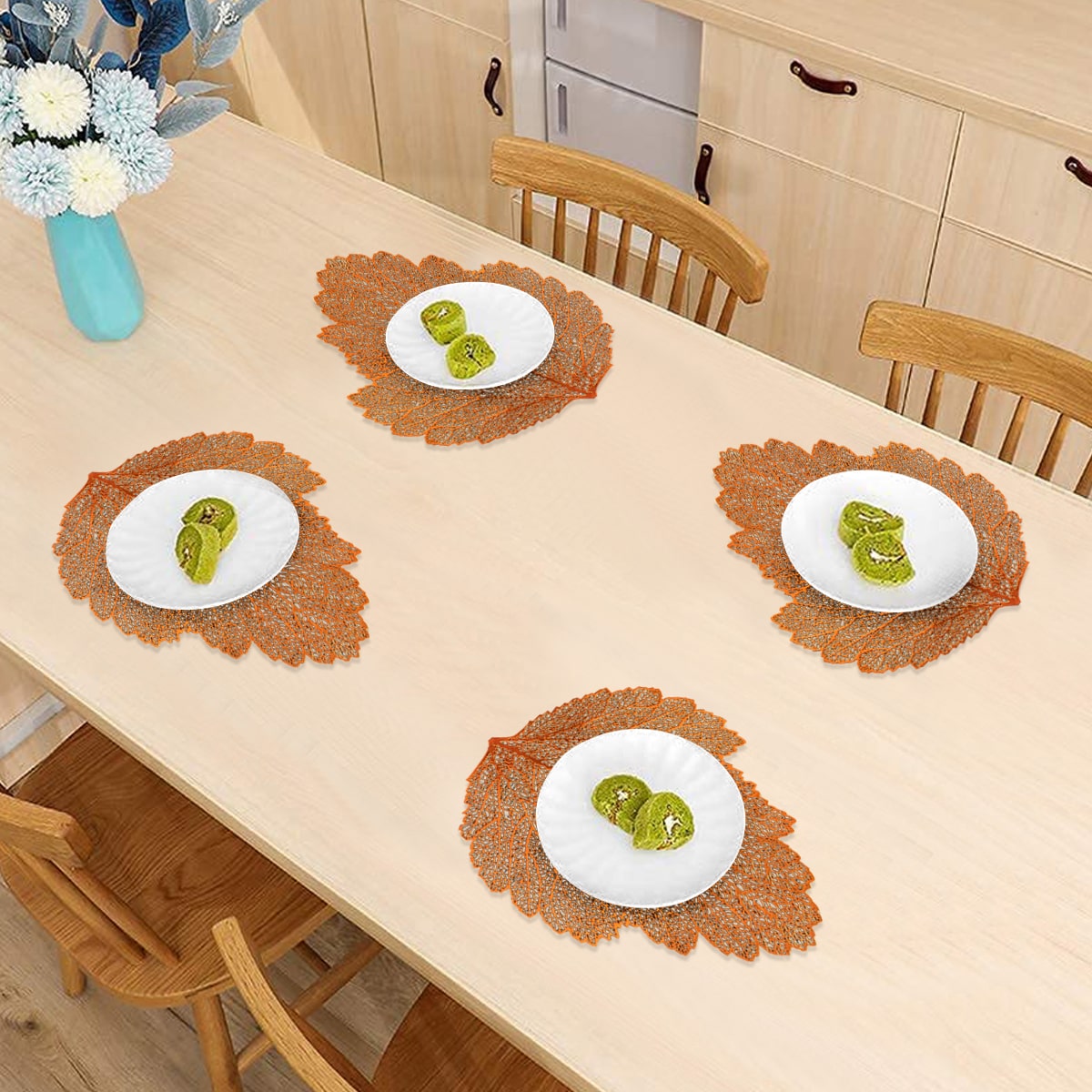 Leaf Cut Out Leather Placemats - Set of 6 - Decozen