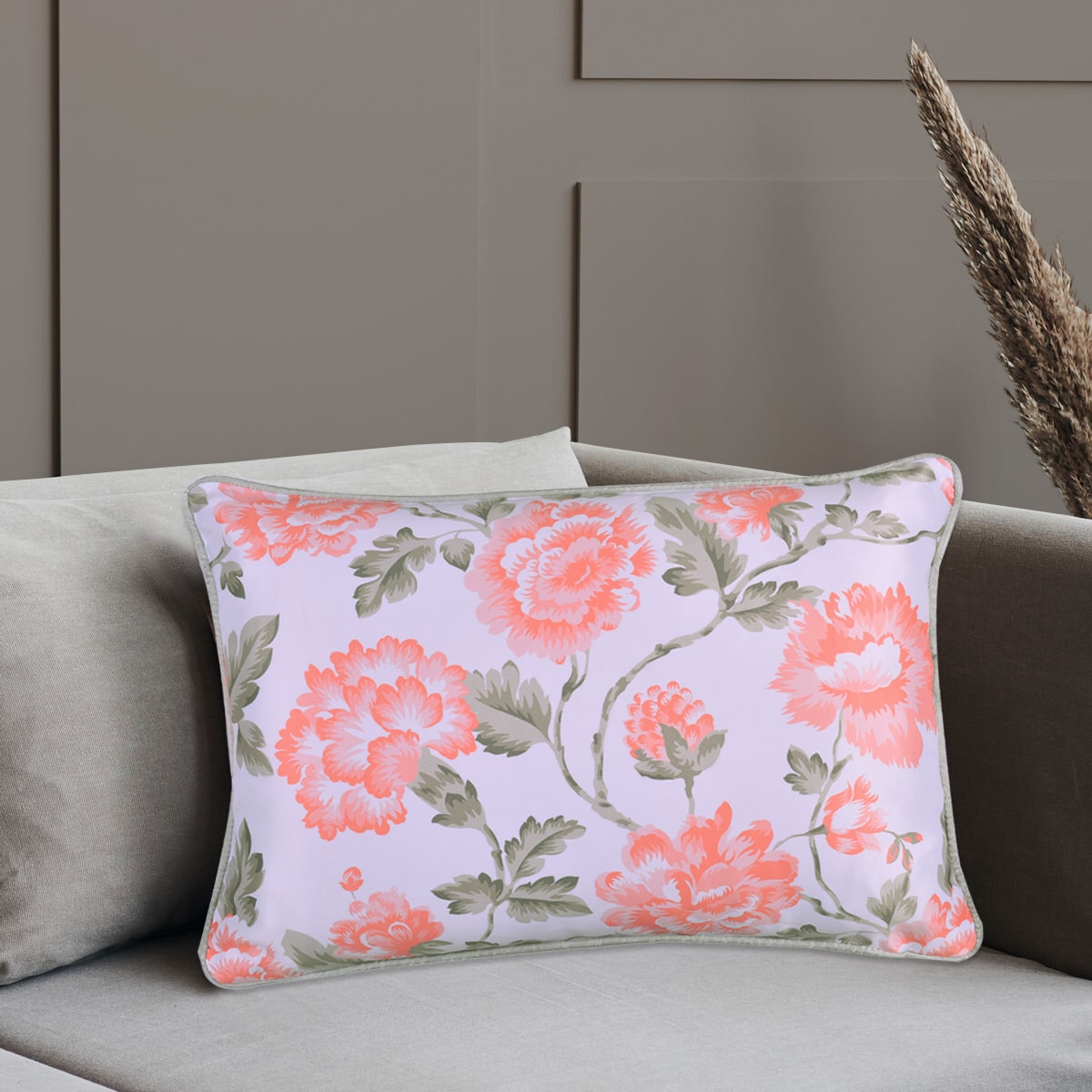 Floral Printed Throw Pillow Covers - 14 x 20 Inches - Decozen