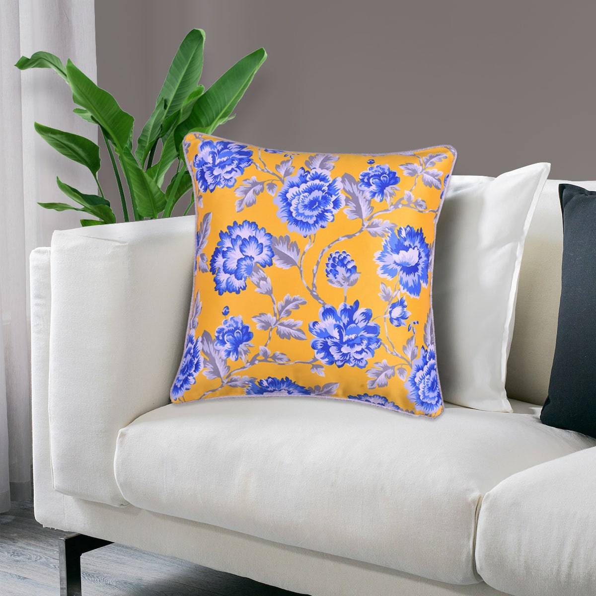 Floral Printed Throw Pillow Covers - 20 x 20 Inches - Decozen