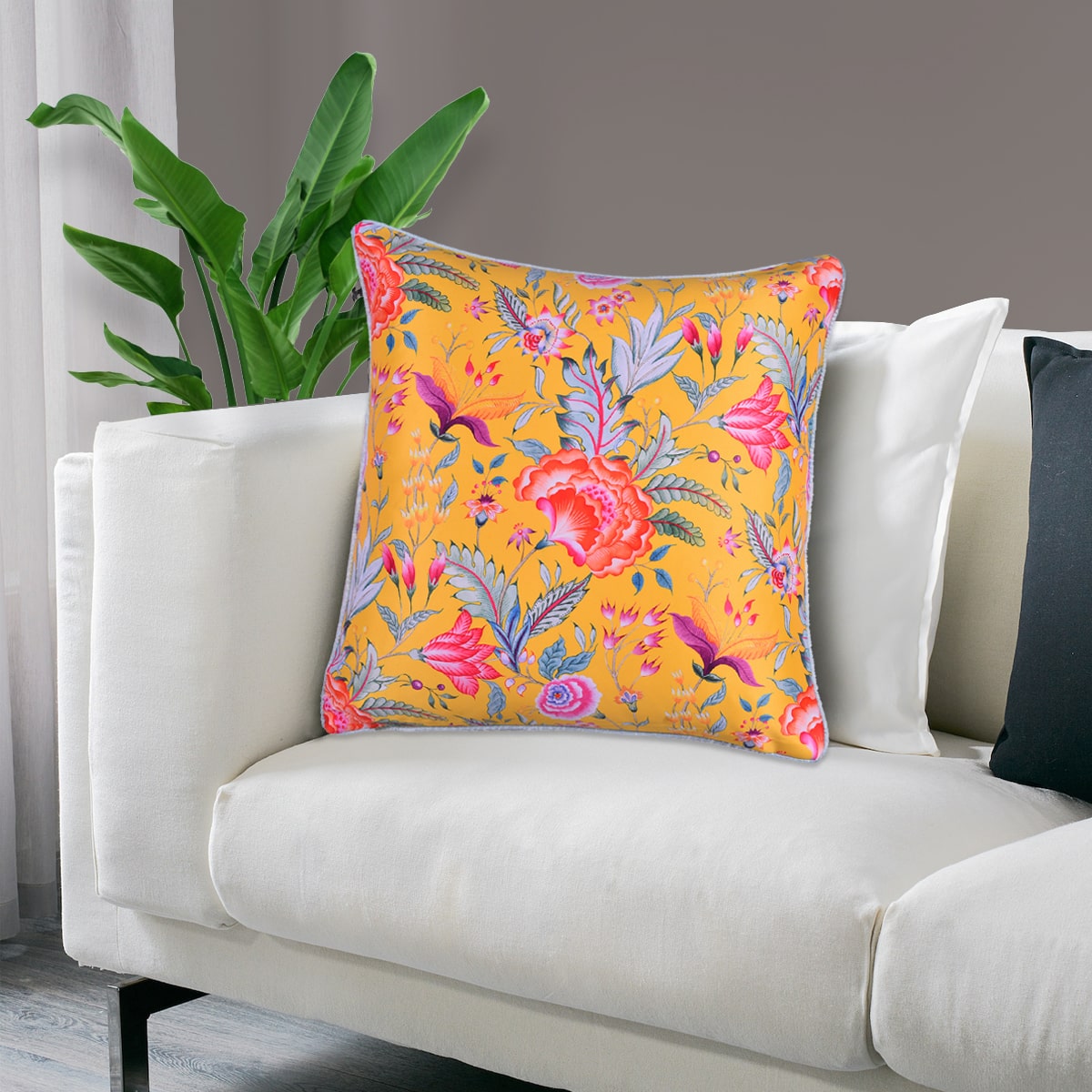 Floral Printed Throw Pillow Covers - 20 x 20 Inches - Decozen