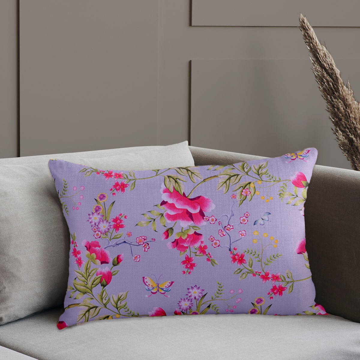 Floral Printed Throw Pillow Covers - 14 x 20 Inches - Decozen