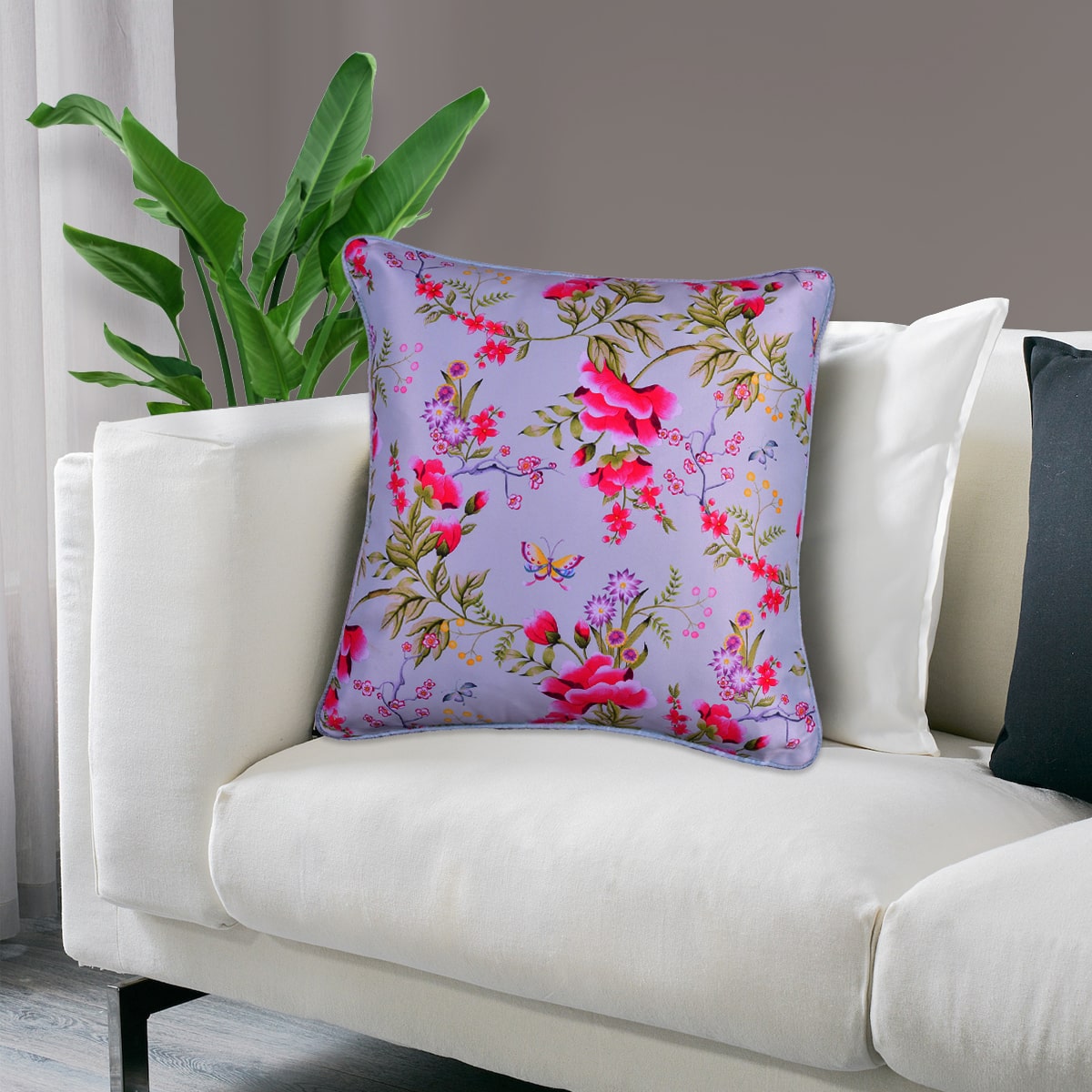 Floral Printed Throw Pillow Covers - 20 x 20 Inches - Decozen