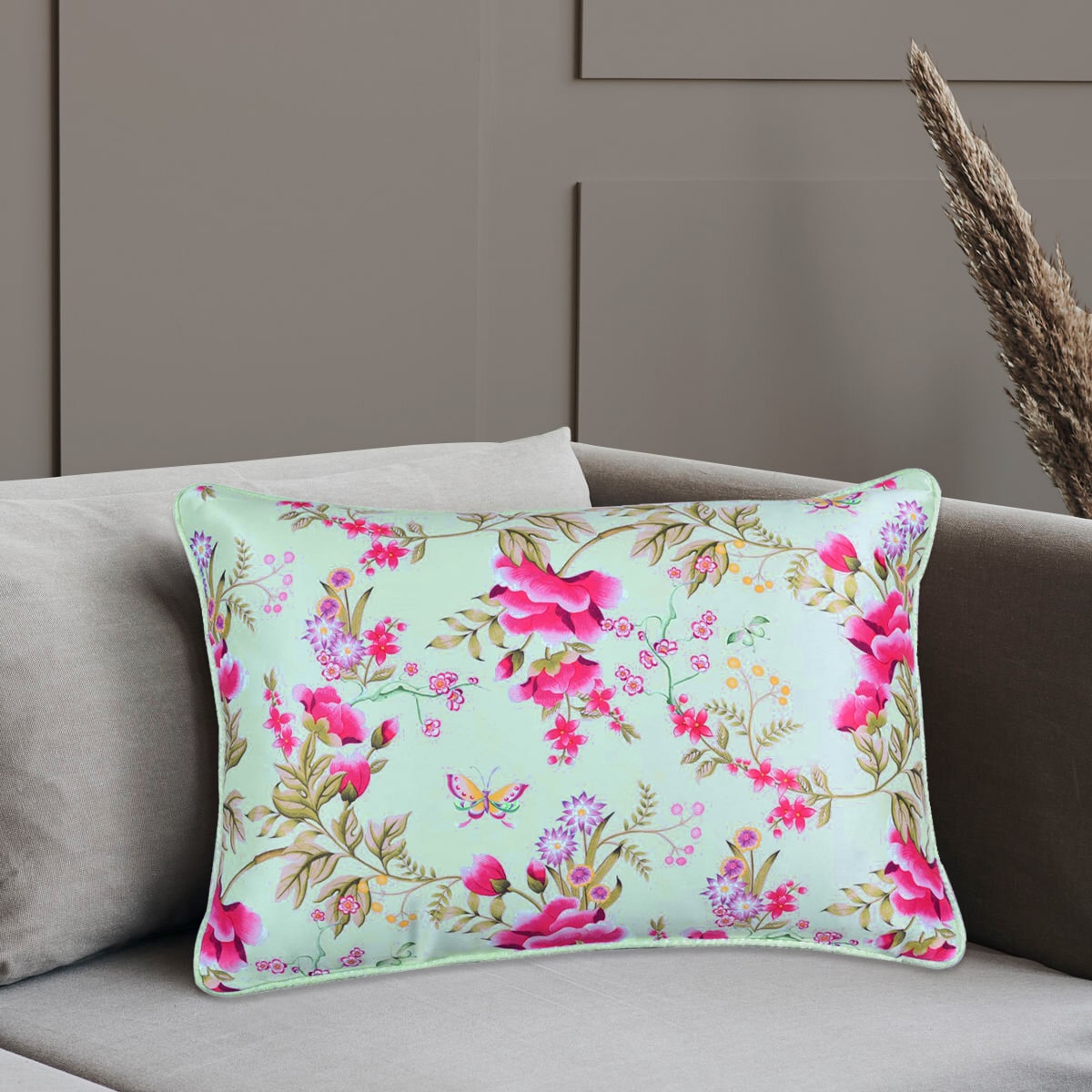 Floral Printed Throw Pillow Covers - 14 x 20 Inches - Decozen