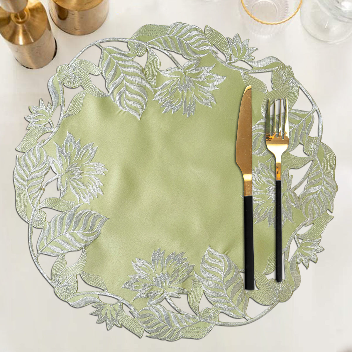 Light Green Table Placemats - Daulton Collection - Decozen